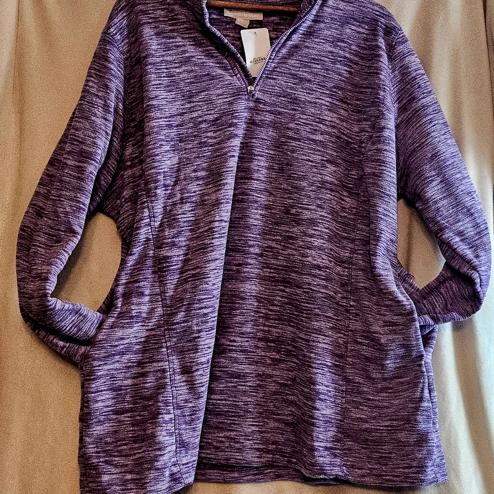 Woman Within Purple Quarter-Zip Pullover
